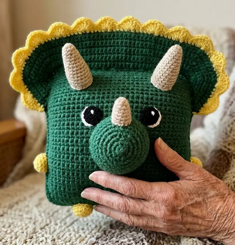 Quality crochet pattern: Pillow- Dino Amigurumi Pattern - Intermediate level guide with complete instructions