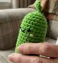 Crochet Emotional Support Pickle Amigurumi Pattern step 2 - assembly progress