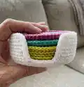 Crochet Coaster and Coaster Holder Pattern step 2 - assembly progress