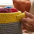 Dip Edge Crochet Basket Pattern step 2 - assembly progress