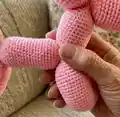 Niahs Balloon Dog Amigurumi Pattern step 2 - assembly progress