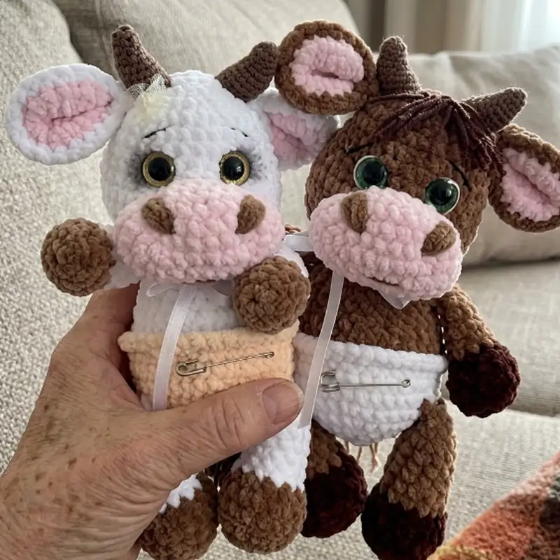 Complimentary Intermediate crochet pattern: Baby Cow and Baby Bull Amigurumi Pattern - Simple to follow guide