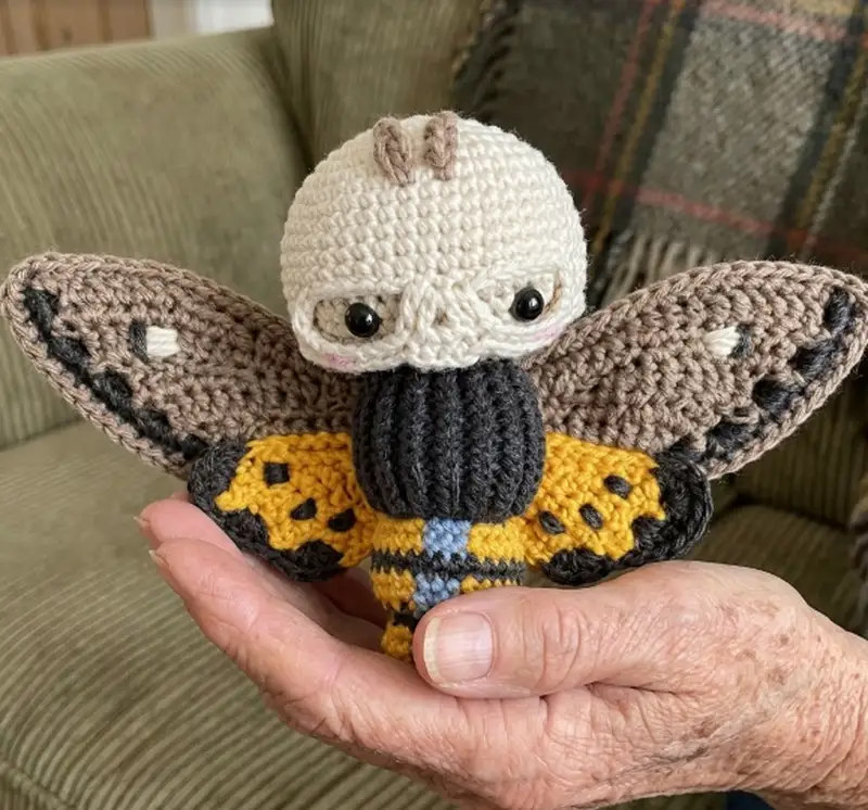 Complimentary Intermediate crochet pattern: Deaths Head Hawk Moth Amigurumi Pattern - Simple to follow guide
