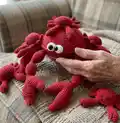Crab Memory Game Amigurumi Pattern step 4 - final assembly and finishing