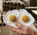 Fried Egg Amigurumi Pattern step 4 - final assembly and finishing