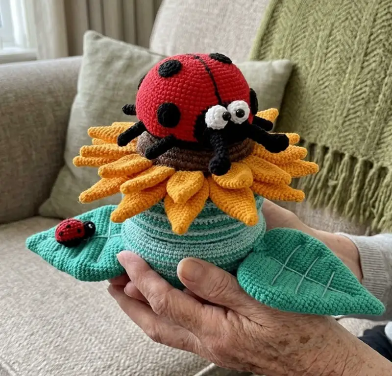 Complimentary Intermediate crochet pattern: Sunflower Stacking Toy Amigurumi Pattern - Simple to follow guide