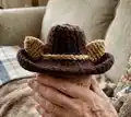 Cowboy Cat Hat Pattern step 1 - construction progress