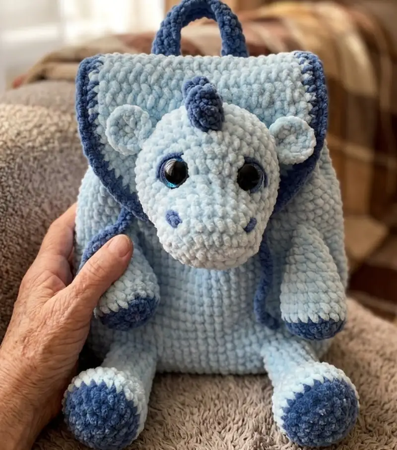 Complimentary Intermediate crochet pattern: Plush Backpack Dragon Amigurumi Pattern - Simple to follow guide
