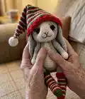 Christmas Bunny Amigurumi Pattern step 4 - final assembly and finishing