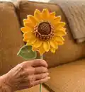 Crochet Sunflower Pattern step 1 - construction progress