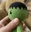 Mini Hulk Amigurumi Pattern step 2 - assembly progress