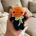 Mini Pumpkin Man Amigurumi Pattern step 1 - construction progress