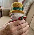 Snowman Gingerbread Amigurumi Pattern step 2 - assembly progress