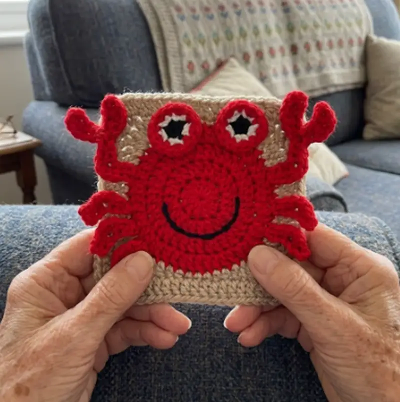 Complimentary Intermediate crochet pattern: Crab Granny Square Crochet Pattern - Simple to follow guide