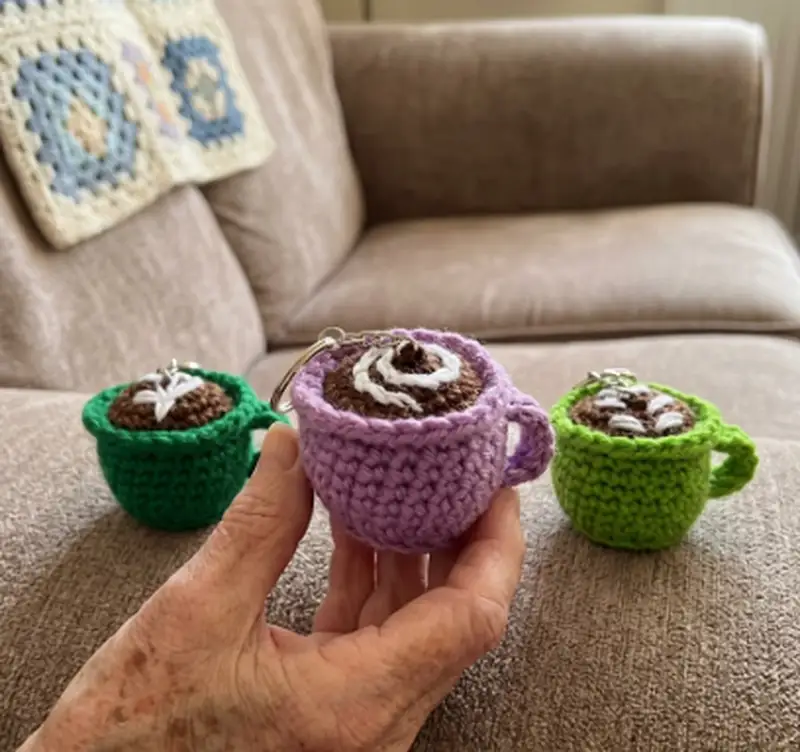 Complimentary Beginner Friendly crochet pattern: It's Coffee Time Keychains Amigurumi Pattern - Simple to follow guide