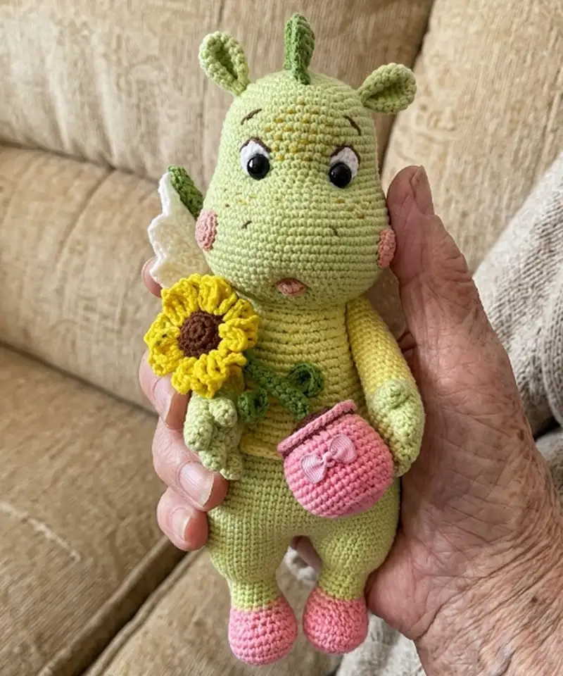 Complimentary Intermediate crochet pattern: GRETTA the DRAGON Amigurumi Pattern - Simple to follow guide