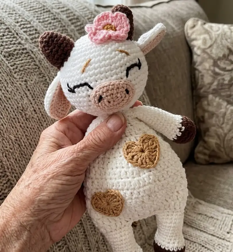 Quality crochet pattern: Cuddle me cow Amigurumi Pattern - Intermediate level guide with complete instructions