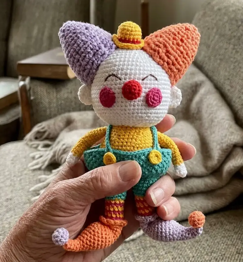 Complimentary Intermediate crochet pattern: Circus Clown Amigurumi Pattern - Simple to follow guide