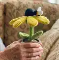 Bumble Blossom Black Eyed Susan Amigurumi Pattern step 2 - assembly progress