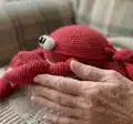 Crab Memory Game Amigurumi Pattern step 2 - assembly progress