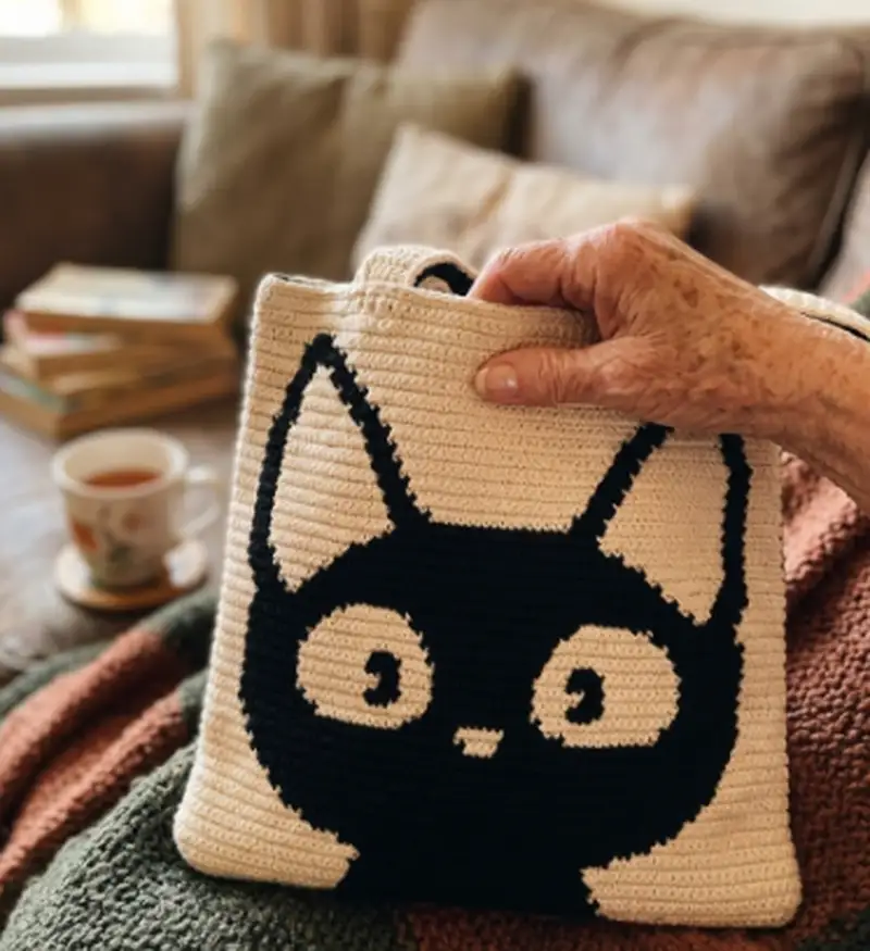 Complimentary Intermediate crochet pattern: Black Cat Bag Pattern - Simple to follow guide