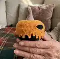 Pumpkin for Halloween Amigurumi Pattern step 2 - assembly progress