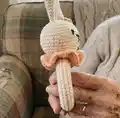 Bunny baby rattle Amigurumi Pattern step 2 - assembly progress