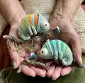 Chameleon Conrad Musical Toy Amigurumi Pattern step 1 - construction progress
