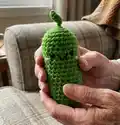 Crochet Emotional Support Pickle Amigurumi Pattern step 4 - final assembly and finishing