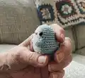 Sharkito the Polite Shark Amigurumi Pattern step 2 - assembly progress