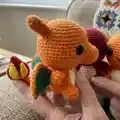 Charmander Family Amigurumi Pattern step 2 - assembly progress