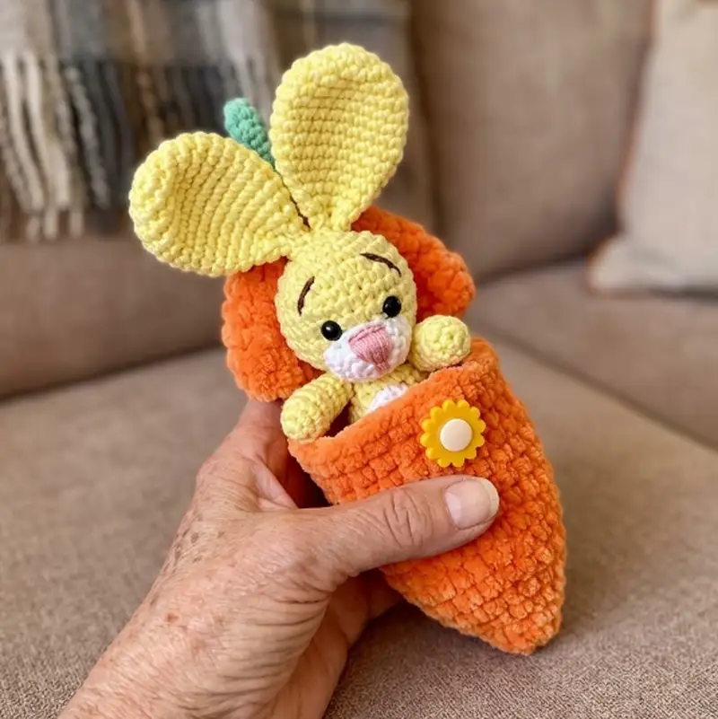 Complimentary Beginner Friendly crochet pattern: Bunny in carrot Amigurumi Pattern - Simple to follow guide