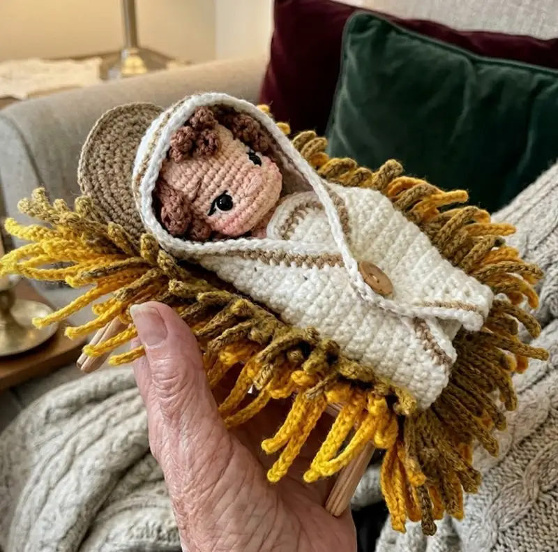 Complimentary Intermediate crochet pattern: Sweet Handfuls Baby Jesus Amigurumi Pattern - Simple to follow guide