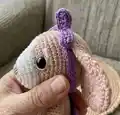 Spaniel in a Dog Bed Amigurumi Pattern step 2 - assembly progress