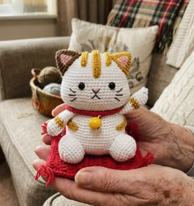 Quality crochet pattern: Lucky Cat Amigurumi Pattern - Intermediate level guide with complete instructions