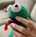 Crochet Frog Door-Stopper Pattern step 2 - assembly progress