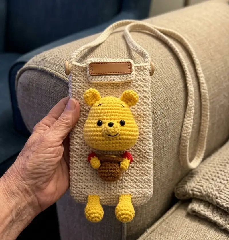 Quality crochet pattern: Pooh Phone Pouch Amigurumi Pattern - Intermediate level guide with complete instructions