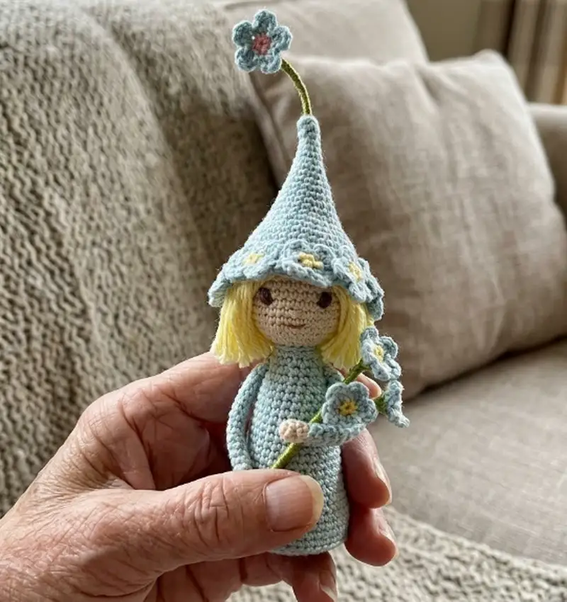 Complimentary Intermediate crochet pattern: Forget-Me-Not Fairy Amigurumi Pattern - Simple to follow guide