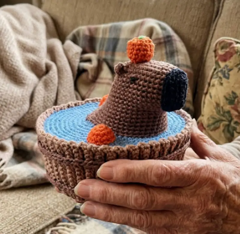 Complimentary Intermediate crochet pattern: Capybara in a tub Amigurumi Pattern - Simple to follow guide