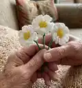 Daisy & Carnation Flower Bouquet Amigurumi Pattern step 1 - construction progress