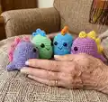 Colourful Mini Dino Amigurumi Pattern step 1 - construction progress