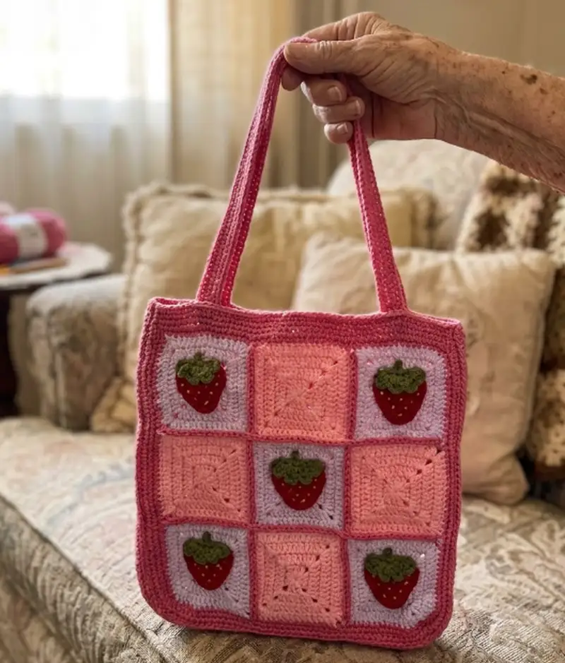 Quality crochet pattern: Strawberry Tote Bag and Drawstring Pouch Crochet Pattern - Intermediate level guide with complete instructions