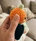 Mini Pumpkin Man Amigurumi Pattern step 2 - assembly progress