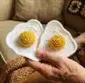 Fried Egg Amigurumi Pattern step 1 - construction progress