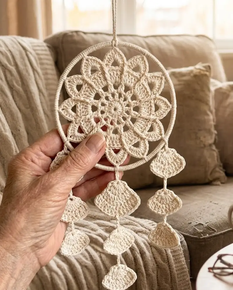 Complimentary Intermediate crochet pattern: Star Dreamcatcher Pattern - Simple to follow guide