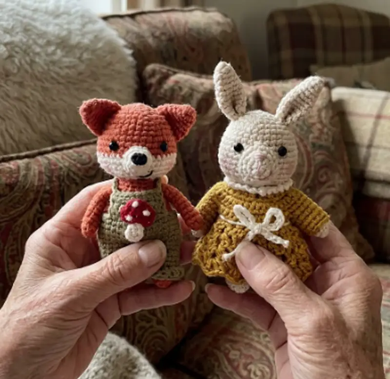 Complimentary Intermediate crochet pattern: Victor Fox & Anna Bunny Amigurumi Pattern - Simple to follow guide