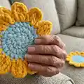 Sunflower Power Crochet Coasters Pattern step 4 - final assembly and finishing