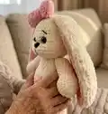 Bunny with Colorful Ears Amigurumi Pattern step 2 - assembly progress