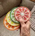 Citrus Slice Coasters Pattern step 1 - construction progress
