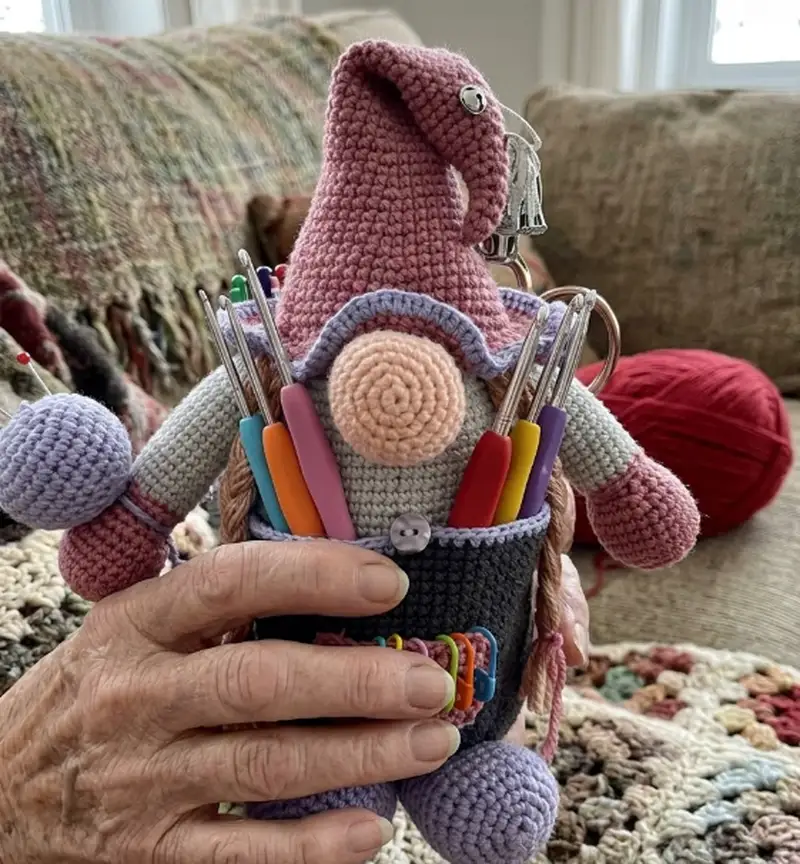 Complimentary Intermediate crochet pattern: Gnome Organizer Amigurumi Pattern - Simple to follow guide